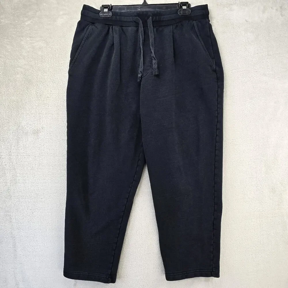 Hiro Clark The Coastal Sweatpants Mens Large Black Tailored Pleated Cropped